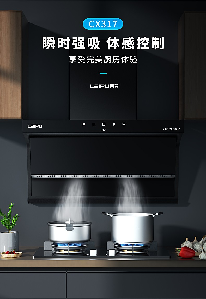 莱普油烟机丨下中上三重进烟，净烟就是如此快准狠！