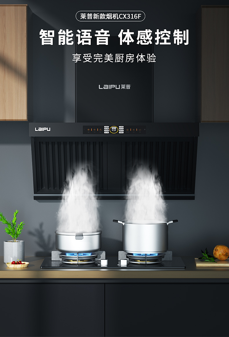 爆炒辣椒很呛鼻？还得靠这款莱普大吸力智能语音油烟机