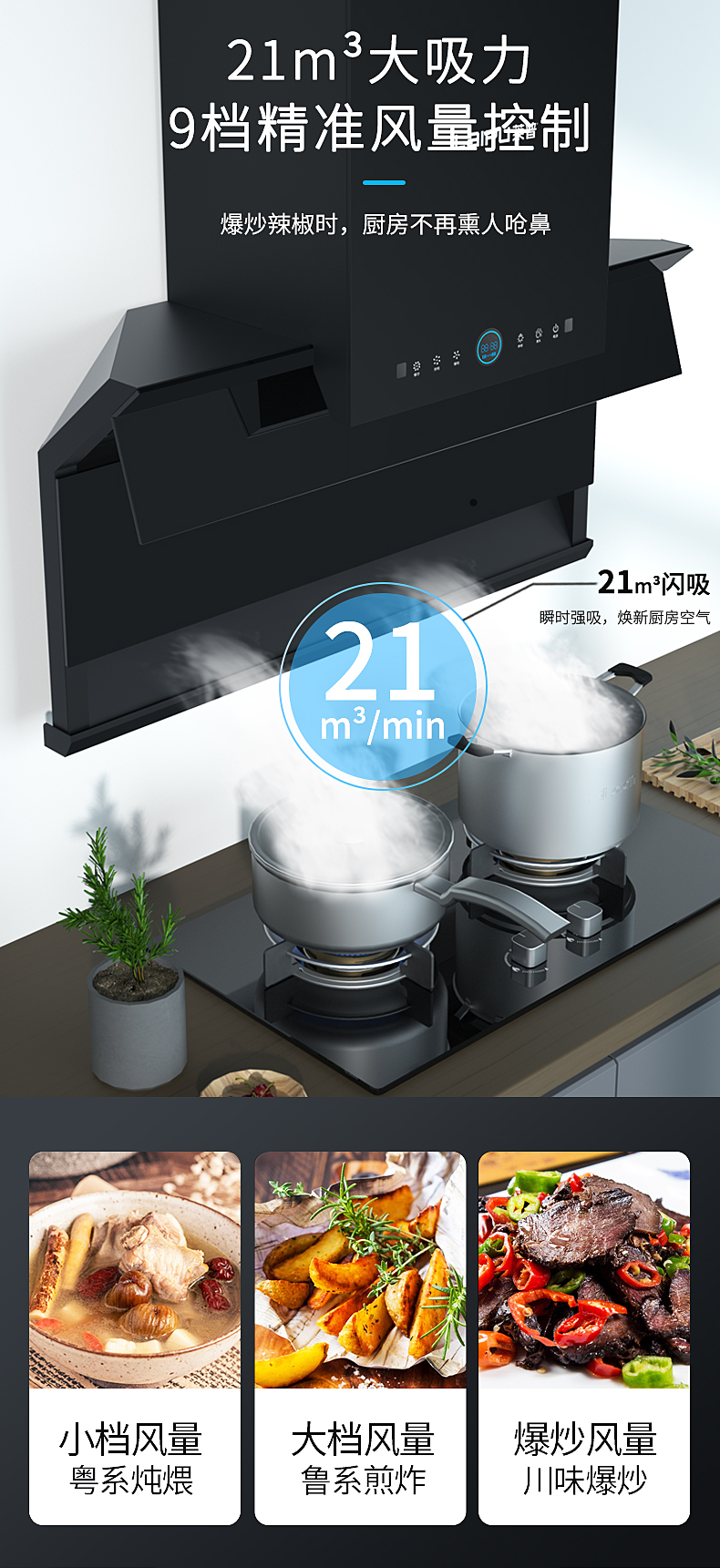 莱普新款烟机CX319 | 宽屏拢烟，顶侧双吸！